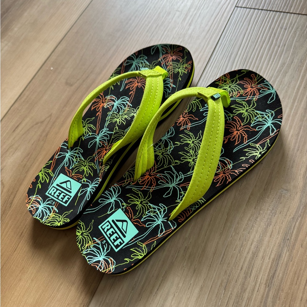 Reef Black and Green Sandals with Slip-On Comfort